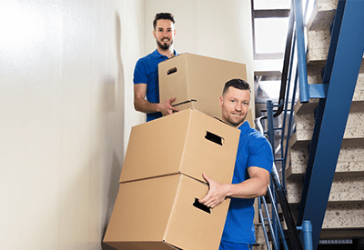 Moving Boxes Down Stairs